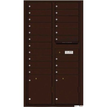 FLORENCE MFG CO Florence Versatile 4C Mailbox 4C16D-20, 56-1/2"H, 20 Mailboxes, 2 Parcel, Front Loading, Brown, USPS 4C16D-20DB